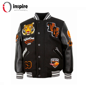 Blouson Bomber en Laine Personnalisé de Haute Qualité, Col Montant, Écologique, Style Hip Hop, avec Logo Brodé et Patch Coloré pour l'Hiver - Product Image 5