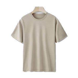 Camiseta en blanco con estampado de logotipo personalizado 2025 de alta calidad para hombre, tela de punto Unisex transpirable de gran tamaño, estampado Digital, patrón sólido - Product Image 2