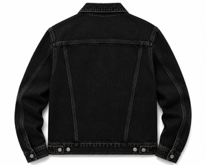 Men's Black Canvas Jacket Regular Fit Mandarin Collar <b>Covered</b> <b>Button</b> Closure Washed Cotton Casual Winter Style Breathable Quick - Product Image 2