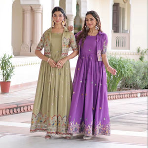 Colecciones de Vestidos de Seda Vichitra Premium con Lentejuelas para Mujer - Product Image 1