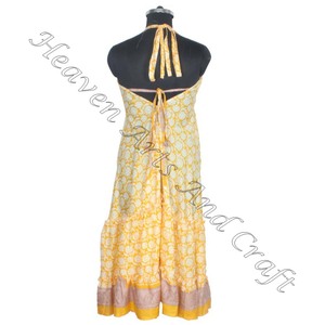 Vestido de seda bohemio Vintage para mujer, vestidos de noche elegantes sin mangas para mujer, Vestido largo de cena para fiesta, estilo Sari indio - Product Image 4