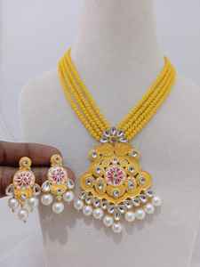 Collar antiguo de artesanía con pintura de Meenakari para mujer, peso ligero con colección de perlas única para boda y fiesta - Product Image 6