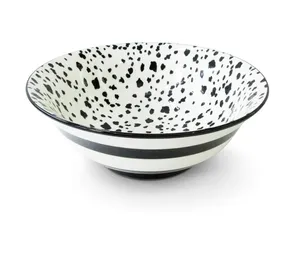 黑色条纹白色洗碗机微波炉安全小南瓜陶瓷细瓷压花条纹迷你上菜碗