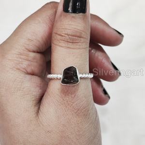 Rough Stone Jewelry Women's <b>Ring</b> Natural Raw Smoky <b>Quartz</b> Gemstone Twisted Band Christmas Gift Jewelry 925 Sterling Silver <b>Ring</b> - Product Image 4