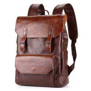 Genuine Leather Laptop <b>Backpack</b> Vintage Style with Buckle Closure Unisex Softback 20-39L Capacity Shoulder <b>Straps</b> - Product Image 6