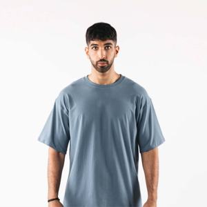 Boxy Hip Hop 240 Gsm de gran tamaño para hombre, Camiseta de algodón de peso pesado con gráfico de hombro caído, ropa de calle personalizada en blanco de lujo, camiseta 240 - Product Image 1