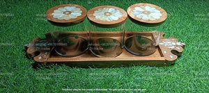 Juego de Regalo de Jarra Acrílica Hecha a Mano con Bandeja de Madera con Incrustaciones de Madreperla, Edición Especial Eid Mubarak, 150 ml, Vajilla Clásica - Product Image 6