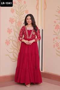Indian Ethnic Wear Faux Blooming With Sequins and Zari Embroidered Work Anarkali Gowns for Wedding and Festival Wear Gowns - Product Image 6