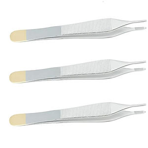 3 fórceps alemanes T/C Adson Tissue Kocher 1X2 dientes 4,75 "con instrumentos quirúrgicos reutilizables de acero inoxidable - Product Image 2