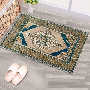 Tapis Médaillon Vert : Style Marocain Turc, Facile à Nettoyer, Tapis Imprimé, Tapis Fin Non Tissé - Product Image 4