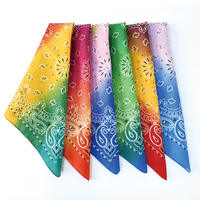 Lot de 4 foulards bandanas carrés en polyester recyclé, imprimé personnalisé Hip Hop, tie-dye dégradé, motif cachemire, doux pour la peau et durables