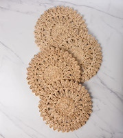 Vente en gros de napperons ronds en cosse de maïs napperons tissés en rotin Boho napperons de printemps de ferme