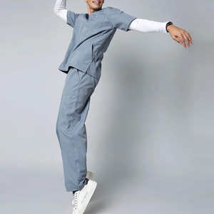 2024 Designs à la mode nouveau style nouveau design extensible col en v gommages médicaux uniformes pour hommes - Product Image 4