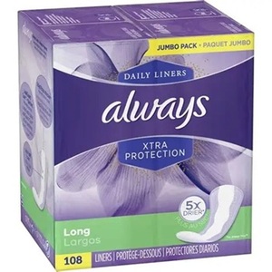 Always Anti-Bunch Xtra Protection, Toallas Sanitarias Diarias, Largas, Sin Perfume, 108 Unidades - Product Image 2