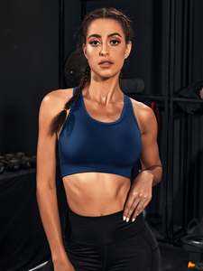 Customizable Women's Light Support Seamless <b>Sports</b> <b>Bra</b> Crisscross Back Breathable Feature <b>Bra</b> for Women - Product Image 6