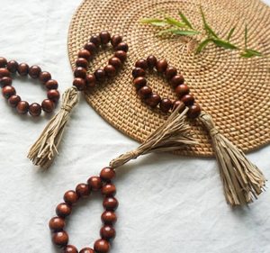 Rond de serviette rustique perlé en bois boho perles de bois porte-serviette pour mariage - Product Image 3