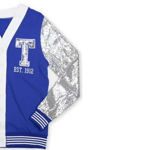 Pull à col en V scintillant personnalisé pour femmes Pull de style collégial scintillant pour l'hiver - Product Image 4