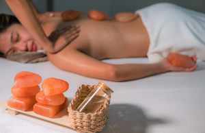 Bol à sel de l'Himalaya naturel en forme de trapèze avec des boules de massage de 1,7 pouce de rayon, lampe de désintoxication profonde et de guérison pour le spa - Product Image 6