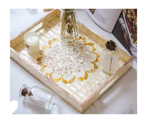 Plateau incrusté de nacre Plateau de service en bois Plateau de table basse Vente en gros - Product Image 1