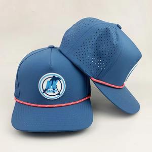<b>Waterproof</b> Baseball Cap Custom 5 Panel Hydro Breathable Rope <b>Golf</b> <b>Hats</b> Rubber/PVC Logo Frame Mens Sports Gorras - Product Image 1