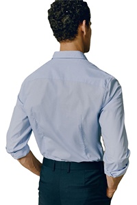 Chemises unies à manches longues et à col boutonné de haute qualité en polyester et coton pour hommes - Product Image 4