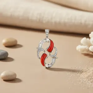 Collar con Colgante de Circonita Chapado en Rodio para Mujer, Joyería de Regalo Moderna - Product Image 1