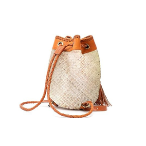 Elegante bolso de playa bohemio para mujer con una sola correa de cuero, monedero de ratán tejido a mano, cierre abierto, decoración de borlas, temporada de primavera - Product Image 2