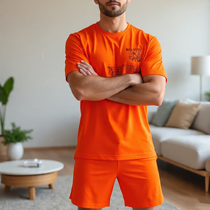 ชุดเสื้อและกางเกงขาสั้นผ้าโพลีเอสเตอร์สำหรับผู้ชายชุดวิ่งออกกำลังกายพิมพ์ลายพิมพ์ซับลิเมชันสำหรับฤดูร้อน - Product Image 3