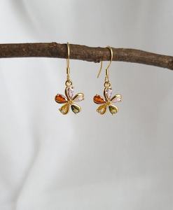 Boucles d'oreilles pendantes petites fleurs en zircon multi-gemmes, argent 925, plaqué or coloré, bijoux floraux délicats et mignons, cadeau pour elle - Product Image 5