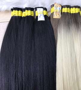 Extensiones de cabello humano liso negro azabache a granel VIP Venta al por mayor Proveedor de precio Cabello Remy de seda plana 100g VQ Cabello - Product Image 2