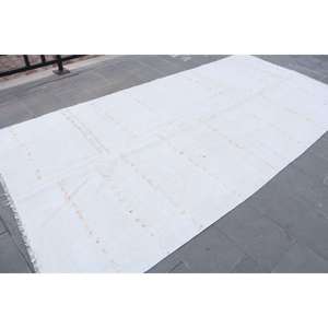 Alfombra Turca Vintage Grande de 5.5x11.6 pies, Alfombra de Lana Blanca - Product Image 3