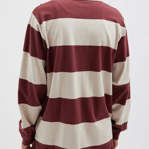 Logotipo bordado personalizado de manga larga al por mayor de algodón a rayas de fibra de bambú de secado rápido de alta calidad de Rugby para camisas camiseta para - Product Image 3