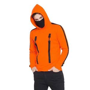 2025เสื้อฮู้ดสวมหัวของผู้ชายสีดำและส้มออกแบบได้ตามต้องการดีไซน์แฟชั่นใหม่ - Product Image 5