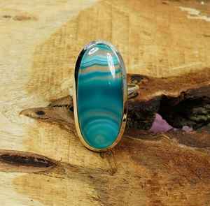 Green Botswana Agate Ring Handmade 925 Sterling Silver Statement Jewelry Natural Gemstone US Size 9 Gift - Product Image 1