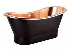 Haute qualité Thaine pleine lisse Antique noir cuivre Double pantoufle piédestal cuivre baignoire pour villas - Product Image 2