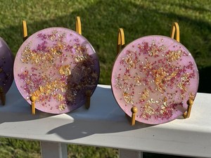 Handmade Elegant Wood Resin Eco-Friendly <b>Drink</b> <b>Coasters</b> Classic Style Marbled Design Durable Epoxy Non-Slip Waterproof 8mm Thick - Product Image 4