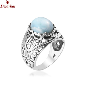 Bijoux en gros design classique 925 bague en argent sterling massif larimar pierre précieuse - Product Image 3