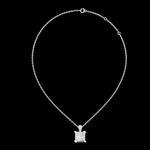 925 plata esterlina 14K chapado en oro princesa corte Cubic Zirconia moissanite diamante colgante collar para mujer - Product Image 3