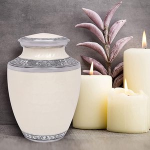 Hand Made Classy White Pearl Cremation <b>Urn</b> for Ashes <b>Large</b> Affordable <b>Urn</b> for Ashes <b>Large</b> Funeral Memorial - Product Image 4