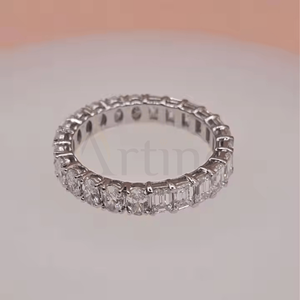 แหวนเพชรรูปวงรีและมรกตประดับเพชรชุบทองกำหนดขนาดได้เองแหวนครบรอบแต่งงาน - Product Image 1