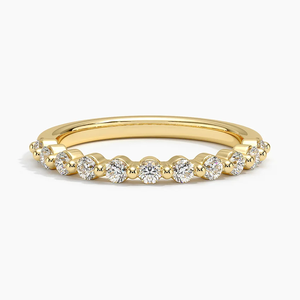 Diamant certifié cultivé en laboratoire or jaune 14 carats demi-éternité bande de qualité supérieure bijoux fins de luxe bague de mariage cadeau pour maman - Product Image 1