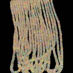 Cuentas Rondelle lisas de ópalo de fuego etíope 3,5-5mm hebra de ópalo Natural cuentas sueltas de piedras preciosas para joyería collar Fabricación de pulseras - Product Image 1