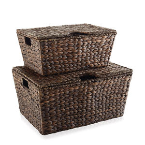 Handweave boxes natural <b>water</b> hyacinth box cheap price storage <b>container</b> for organizing essentials - Product Image 1