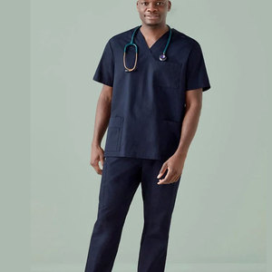 Uniforme Médico Transpirable de Alta Calidad al por Mayor, Uniforme Médico Masculino Azul Rey de Manga Corta, Cómodo para el Verano - Product Image 4