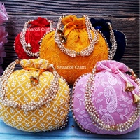 Sac à main tendance indien brodé Chikankari, motif seau, sac Potli pour femme, fait main, cadeau pour mariage et autres occasions