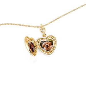 Collar con Medallón Personalizado con Foto de Corazón Jeulia con Diamante y Perla de Piedra Natal - Product Image 4