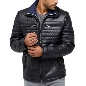 Vêtements pour hommes coupe régulière manches longues en cuir veste de mode automne hiver veste en cuir à fermeture éclair décontractée pour hommes avec service OEM - Product Image 5