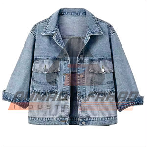 Nouvelle veste en jean coupe-vent extensible pour femmes à la mode avec motif solide respirant de poche décontracté - Product Image 1