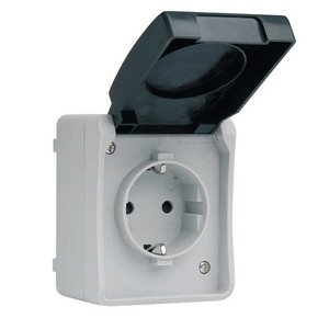 Base de enchufe para exteriores Atlantis gris/negro 16A 250V IP44 (Simon MS535302) - Product Image 1