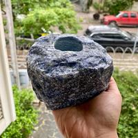 Origems Brazil Porte-bougies en mélange de quartz vert, quartz rose et sodalite pour la décoration intérieure et les festivités de Noël
